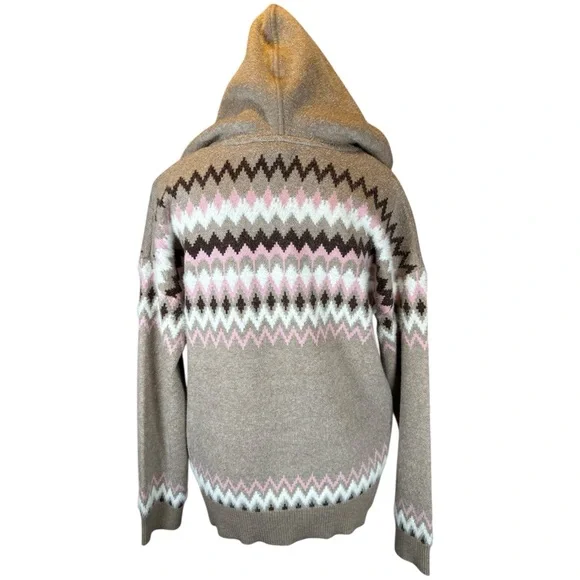 Rachel Zoe NWT Tan V-Neck Sweater with Zigzag Pattern - Picture 4 of 9